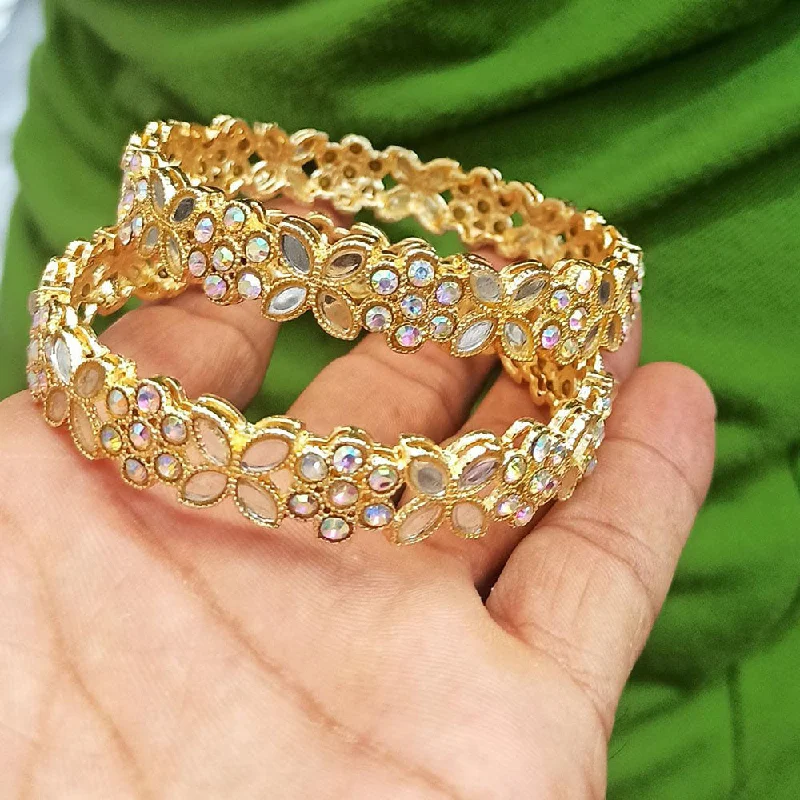 women’s diamond charm bracelets-Manisha Jewellery Gold Plated Bangles Set