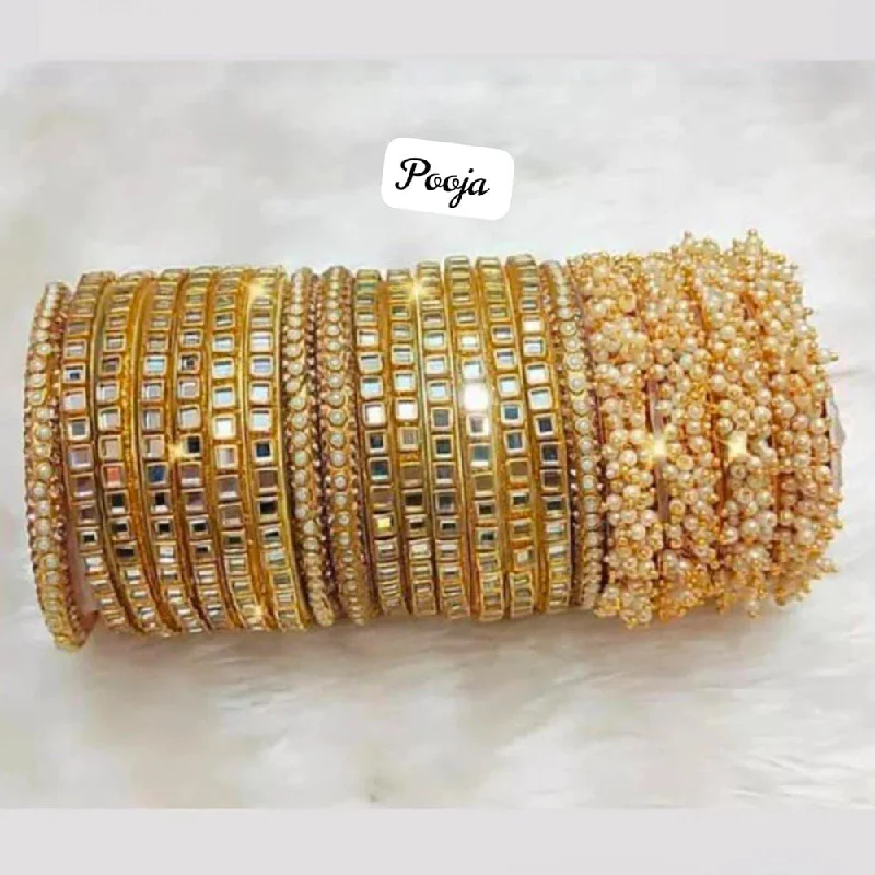 adjustable leather bangles-Pooja Bangles Gold Plated  Bangle Set