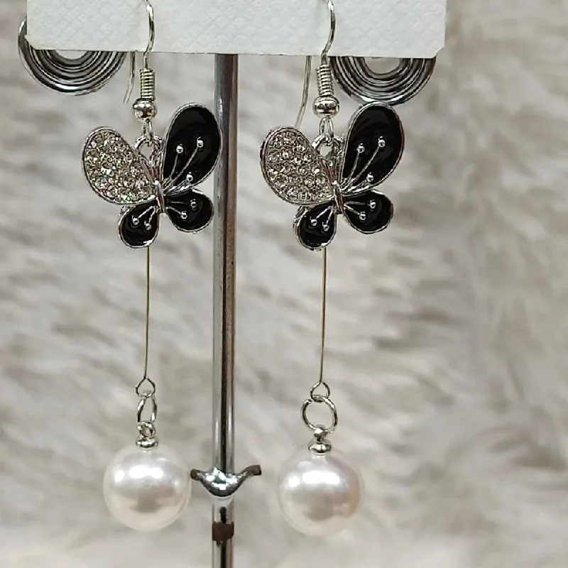 vintage diamond earrings for women-Diyu Dhyu Silver Plated Austrian Stone Dangler Earrings