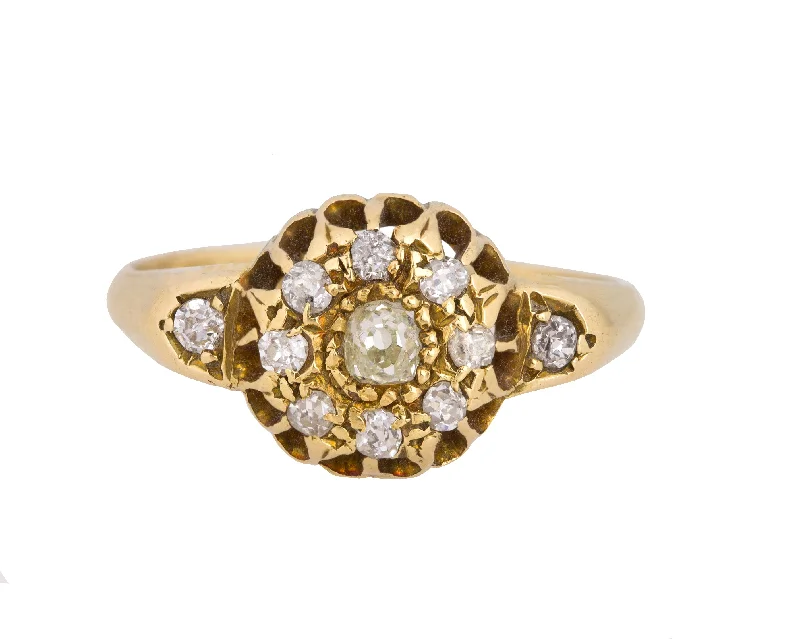 women’s engagement rings with pearls-Women's Antique Victorian 18K Yellow Gold 0.10 CT Old Mine Cut Diamond Ring