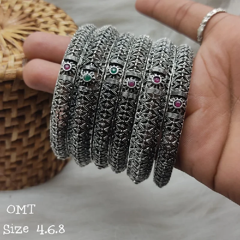 women’s cuff bracelets-Lucentarts Jewellery Oxidized Bangles Set