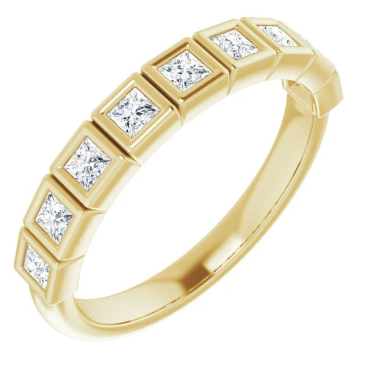 silver rings for women-14K Yellow 5/8 CTW Natural Diamond Anniversary Band