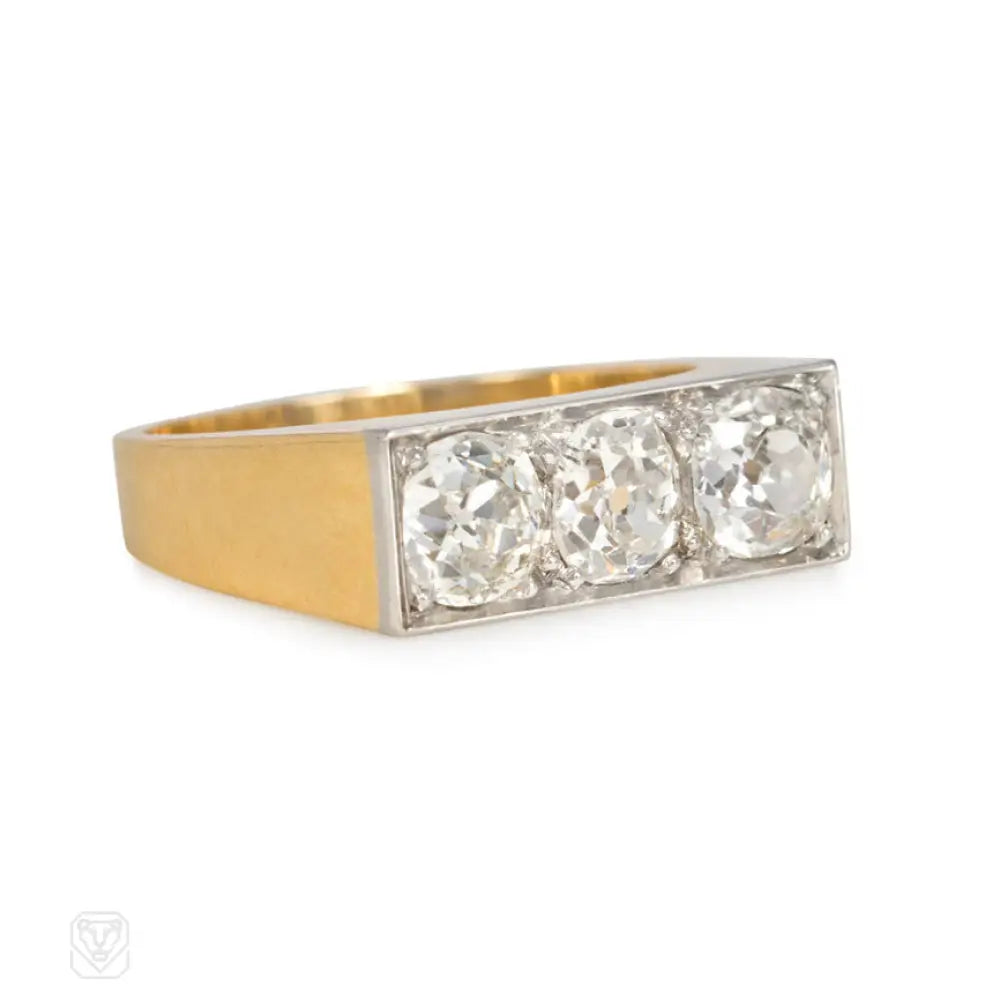 women’s platinum wedding rings-Art Deco old mine diamond ring