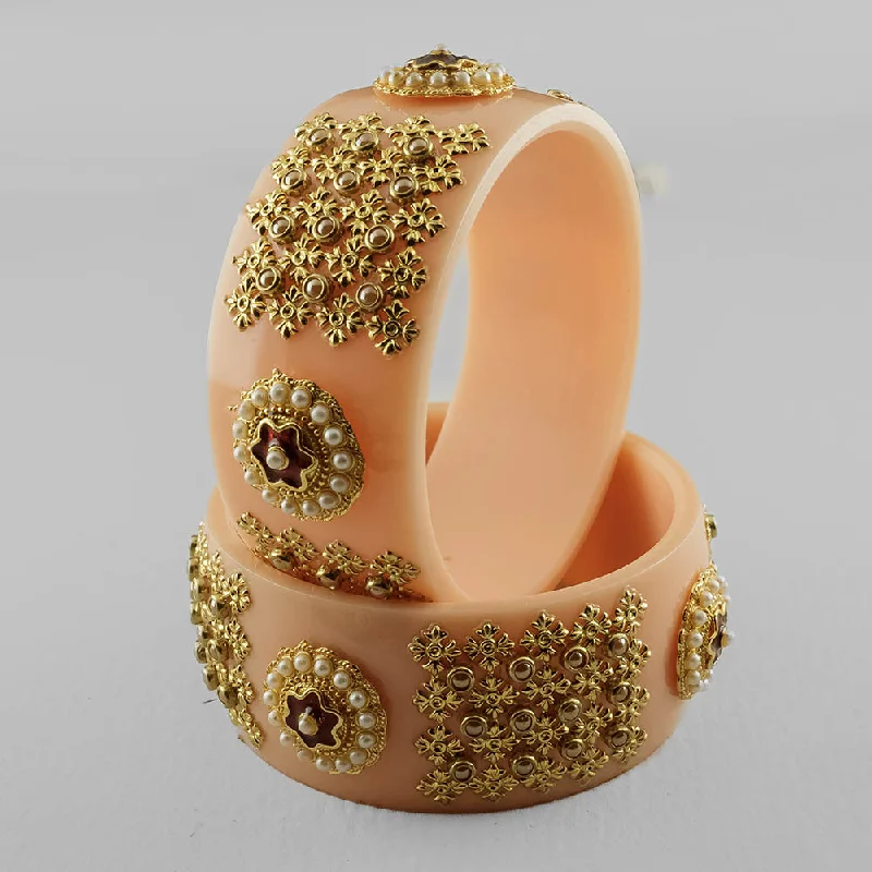 diamond bangles for women-SOB Set of 2 Designer  Acrylic Bangles with Studded Kundan