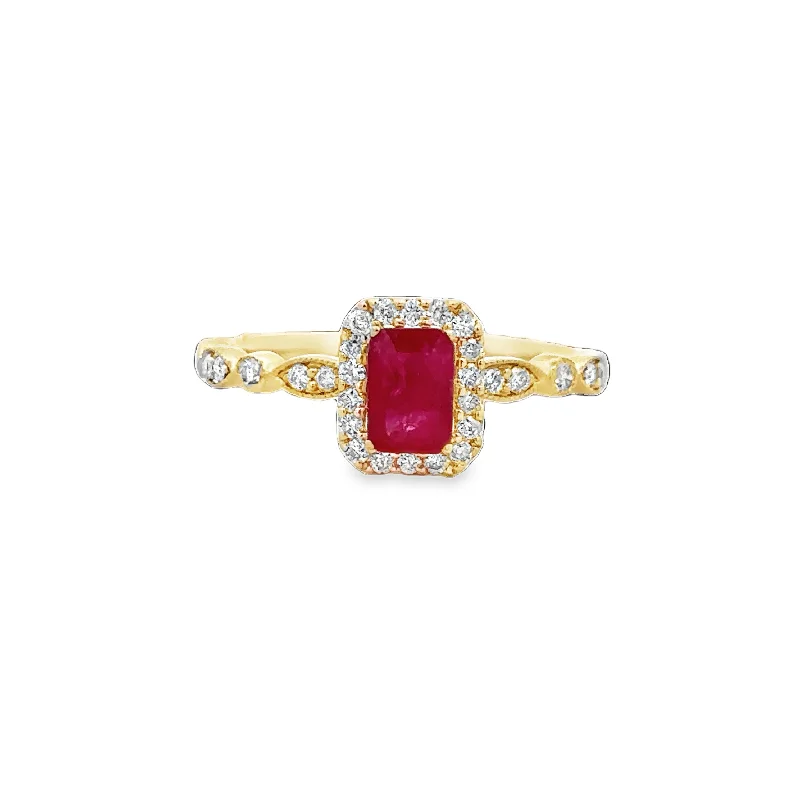 sapphire engagement rings for women-Ruby and Diamond Ring in Yellow Gold