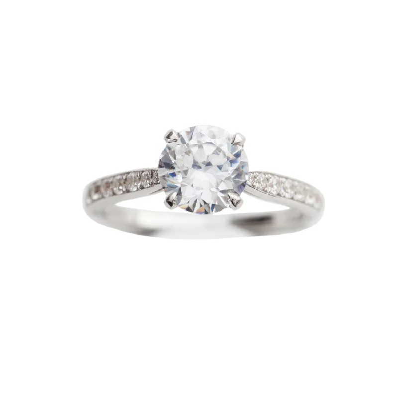 women’s antique-style engagement rings-Solitaire Diamond Ring Whitegold, White