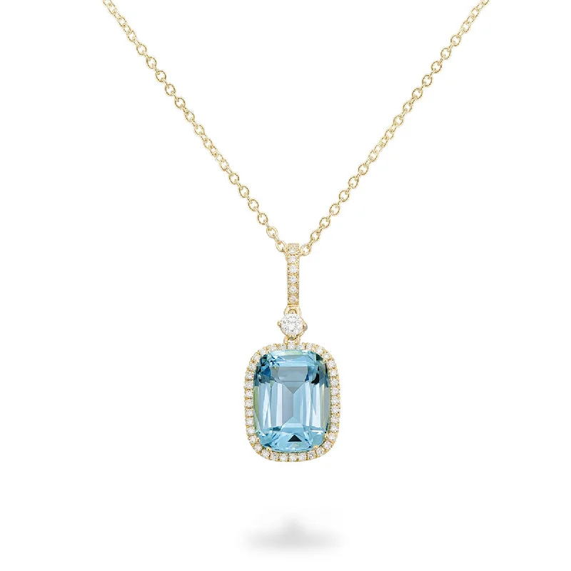 women’s diamond heart necklaces-Necklace with Sky Blue Topaz and Diamonds