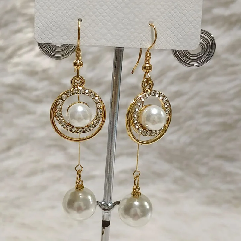 gold drop earrings for women-Diyu Dhyu Gold Plated Austrian Stone Dangler Earrings