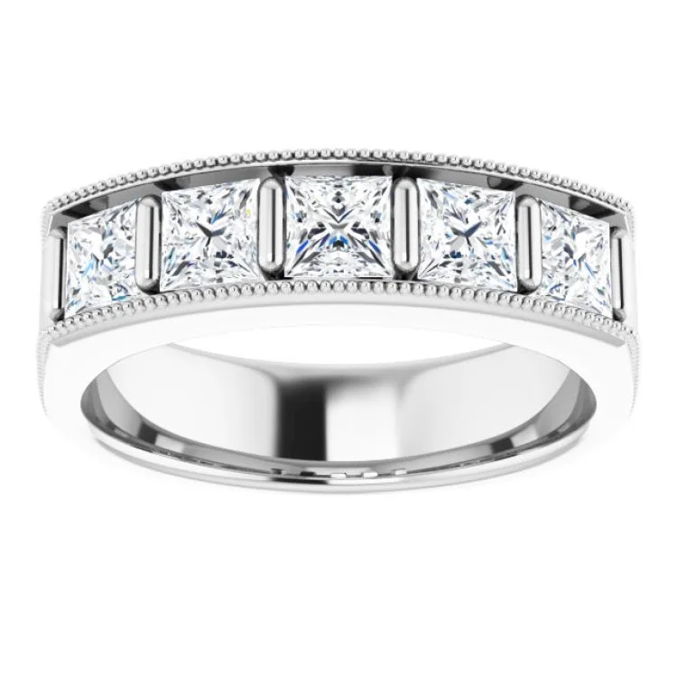 women’s multi-layer rings-14K White 1 9/10 CTW Natural Diamond Milgrain Band