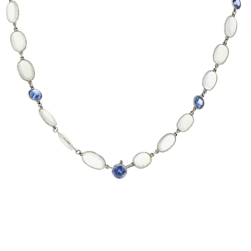 personalized necklaces for women-Moonstone & Sapphire Necklace