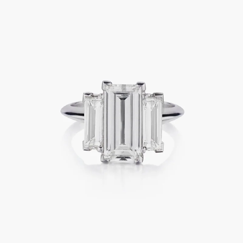 women’s engagement rings with sapphire accents-EMERALD CUT DIAMOND RING