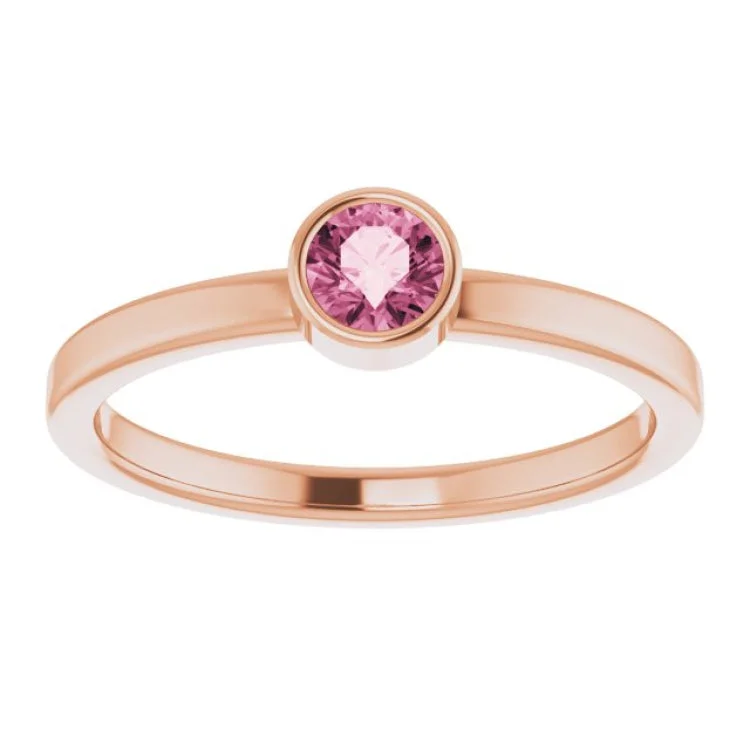 minimalist rings for women-14K Rose 4 mm Natural Pink Tourmaline Ring