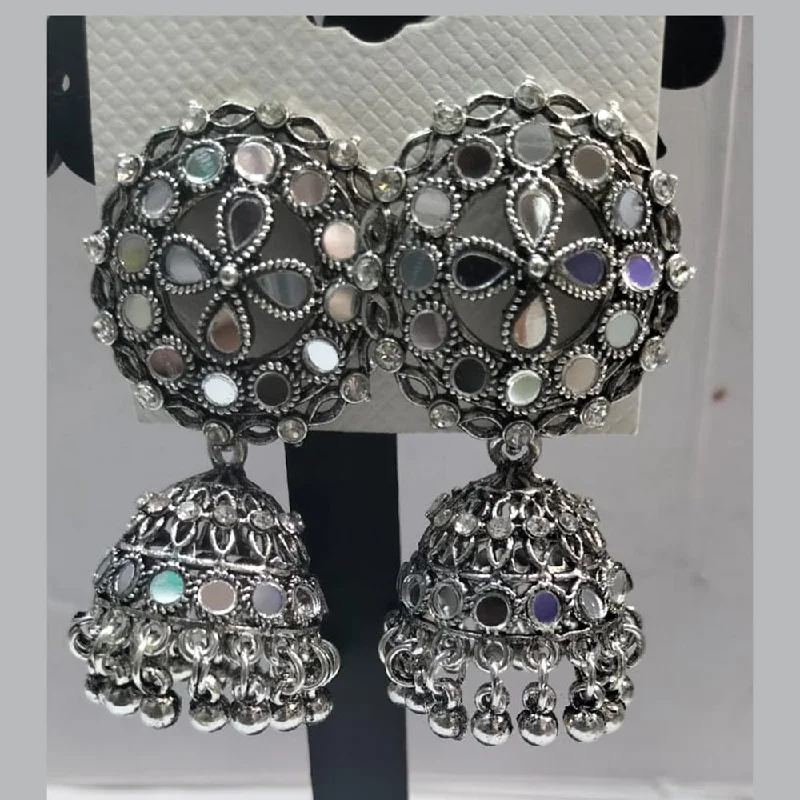 large hoop earrings for women-Manisha Jewellery Oxidised Plated Mirror Jhumki Earrings