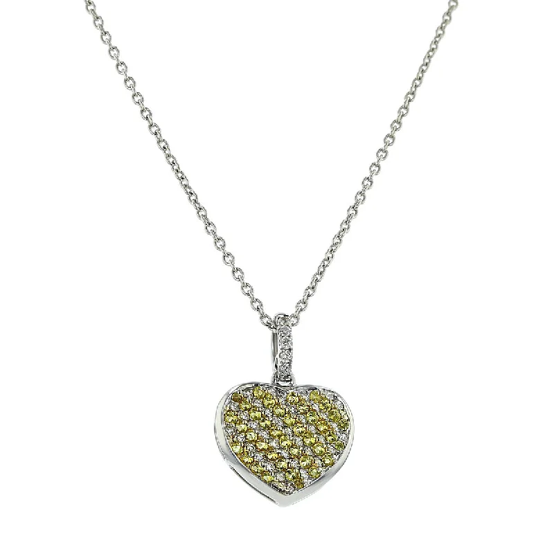 women’s oval-shaped necklaces-Miiori Yellow Sapphire and Diamond Heart Pendant Necklace