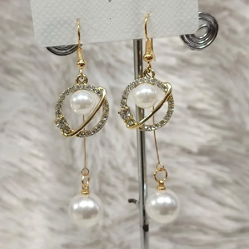 silver dangly earrings for women-Diyu Dhyu Gold Plated Austrian Stone Dangler Earrings