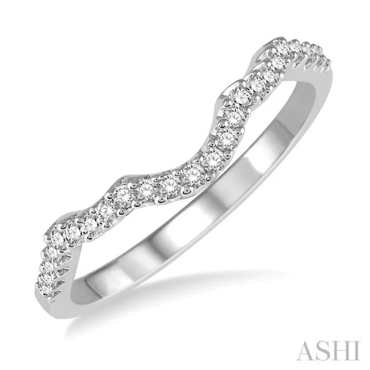 stackable rings for women-1/6 Ctw Round Diamond Wedding Band for Women in 14K White Gold