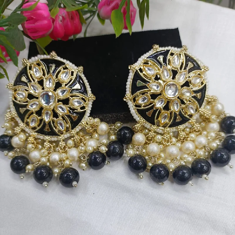 elegant drop earrings for women-Exotica Collection Gold Plated Kundan And Meenakari Dangler Earrings