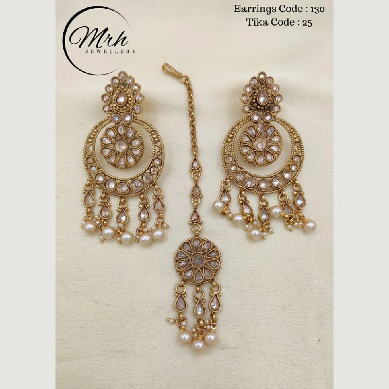 women’s flower drop earrings-Jewel Addiction Copper Gold Plated Earrings With Mangtikka