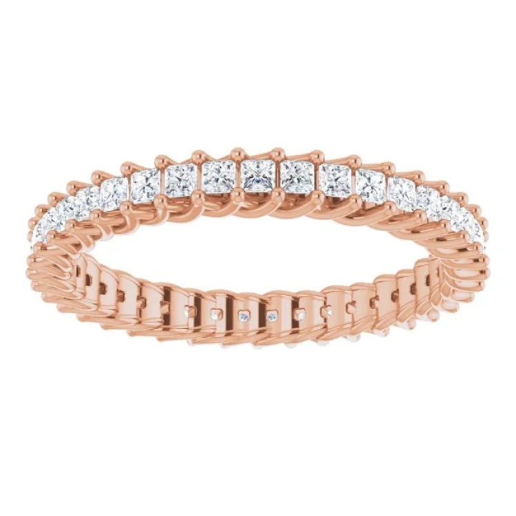 women’s gold-plated rings-14K Rose 7/8 CTW Natural Diamond Eternity Band