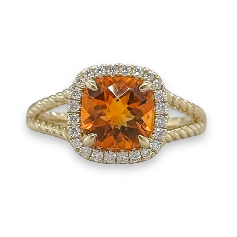 women’s engagement rings with aquamarine stones-14K Y Gold 2.37ct Citrine and 0.20cttw G/SI1 Diamond Ring