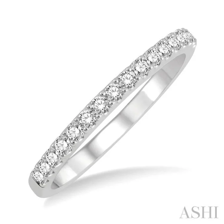 personalized rings for women-1/3 ctw Round Cut Diamond Wedding Band in 14K White Gold