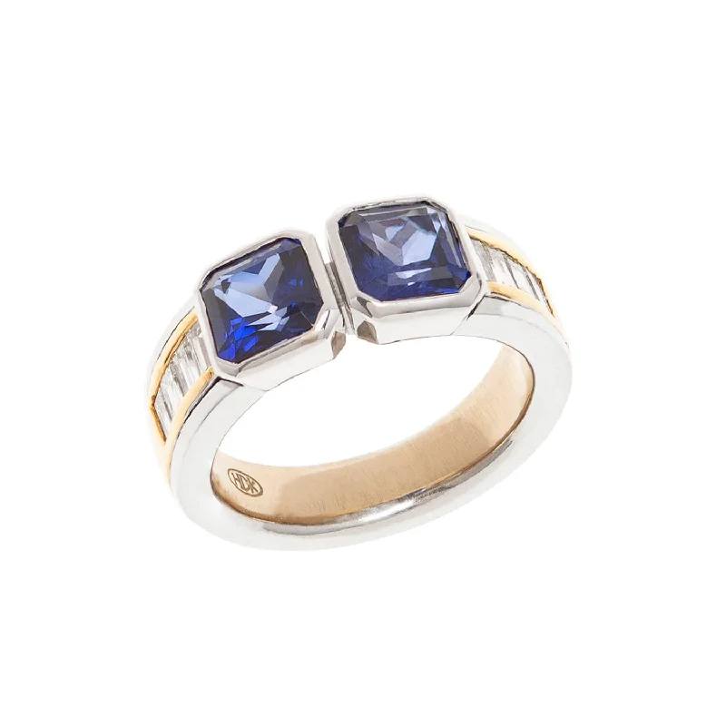 solitaire engagement rings for women-HANS D. KRIEGER Estate 18k Sapphire + Diamond Ring