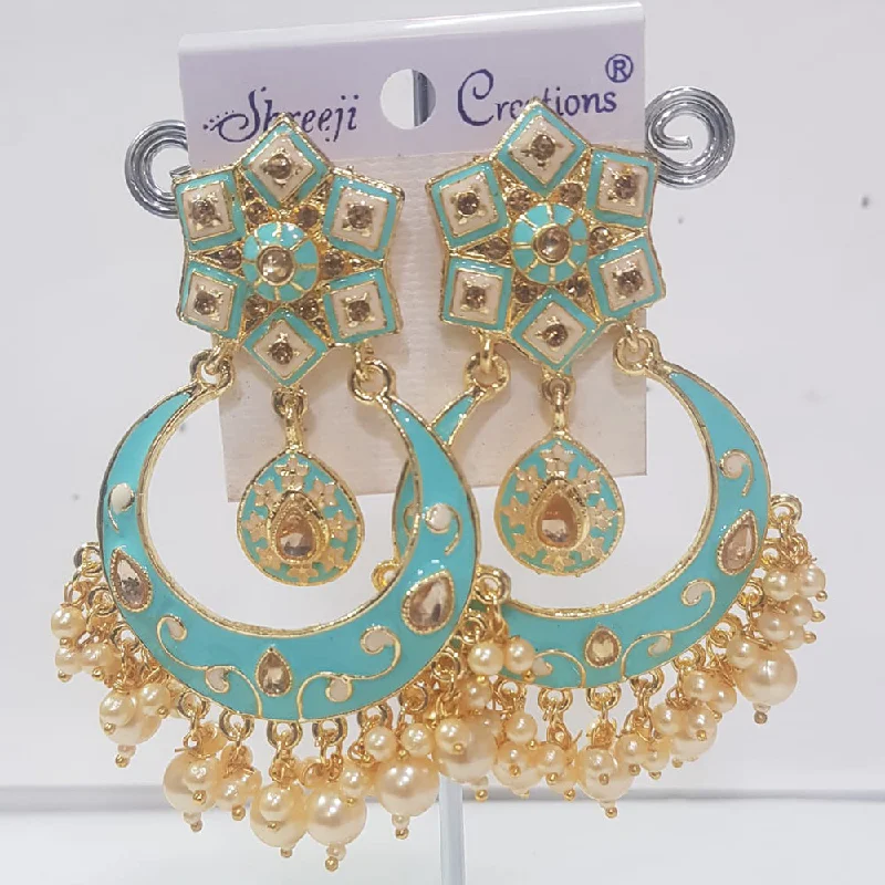 modern hoop earrings for women-Shreeji Gold Plated Meenakari Dangler Earrings