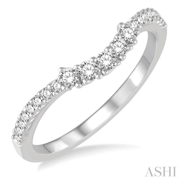 men’s and women’s matching rings-1/3 Ctw Round Diamond Wedding Band in 14K White Gold