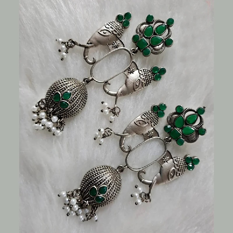 silver earrings for women-Deep Enterprises Oxidised Plated Jhumki Earrings (Assorted Color)