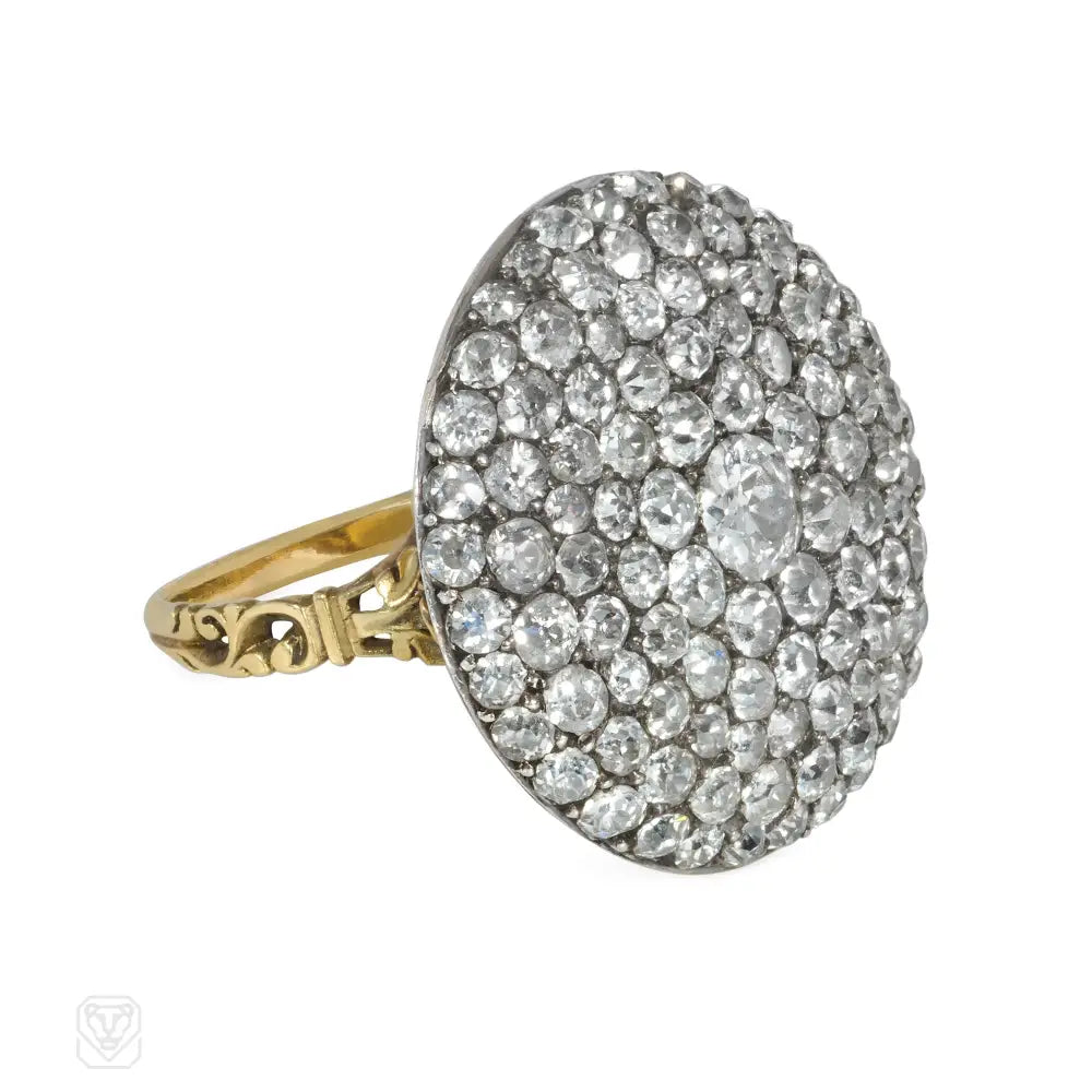 women’s custom-designed diamond rings-Antique circular pavé diamond ring