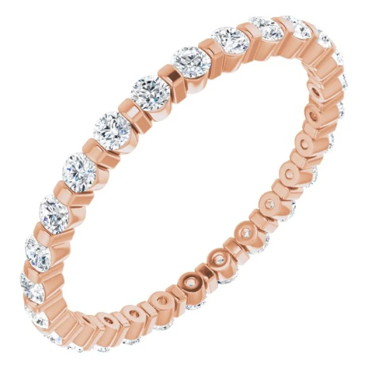 heart-shaped rings for women-14K Rose 1/2 CTW Natural Diamond Eternity Band Size 6