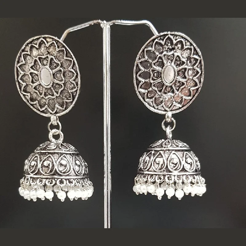 vintage diamond earrings for women-Shreeji Oxidised Plated Jhumki Earrings