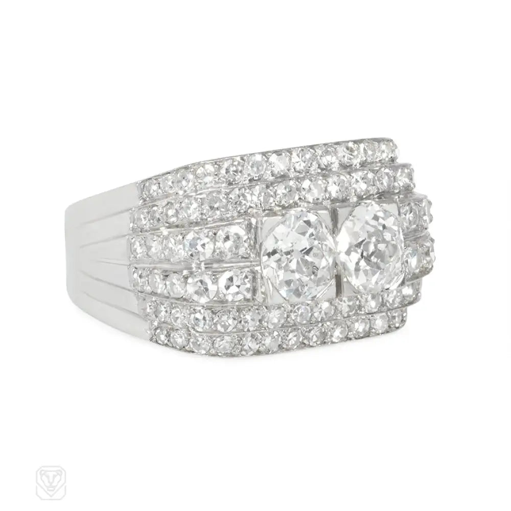 custom-designed engagement rings-Stepped Art Deco diamond ring, Argentina