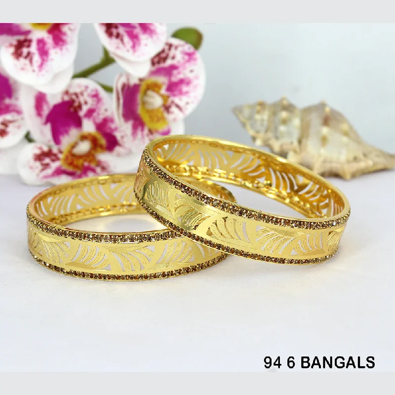 women’s silver bangles-Mahavir Gold Plated Bangles Set