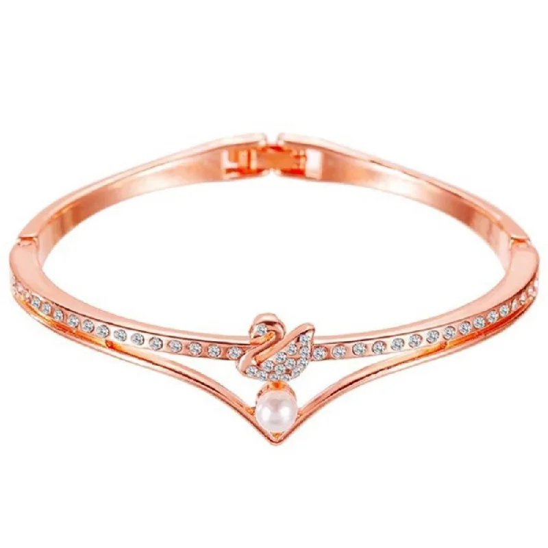 women’s gold bracelets-Lucentarts Jewellery Rose Gold Plated Openable Kada