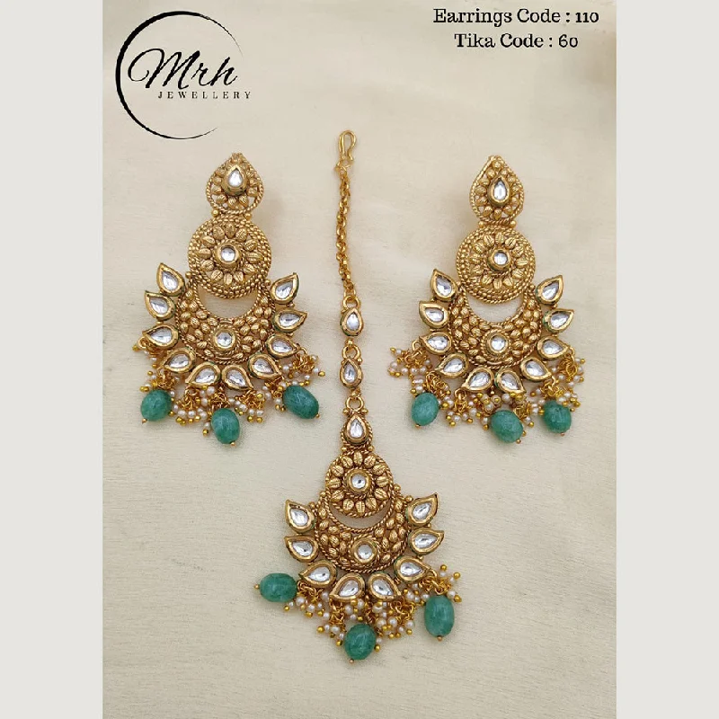 women’s vintage gemstone earrings-Jewel Addiction Copper Gold Plated Earrings With Mangtikka