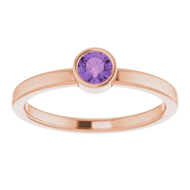 handmade rings for women-14K Rose 4 mm Natural Amethyst Ring