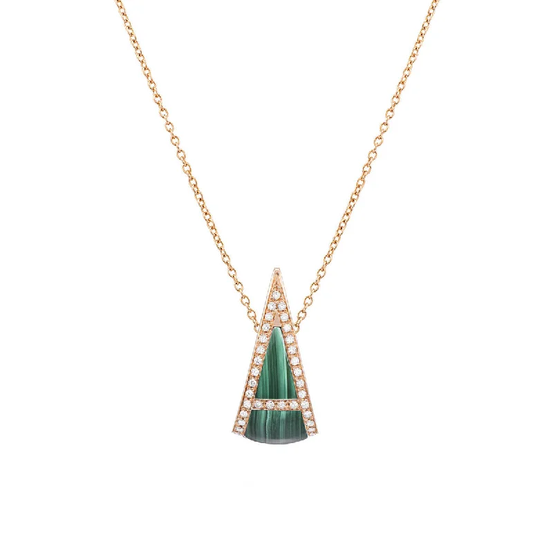 luxurious diamond heart necklaces for women-Necklace with Diamonds and Malachite