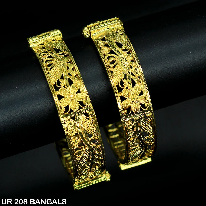 women’s gold bangles-Mahavir Forming Gold Plated Bangle Set - UR 208 BANGALS