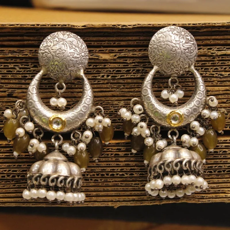 women’s screw-back earrings-Akruti Collection Oxidised Plated Jhumki Earrings