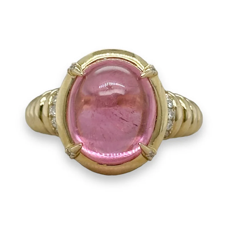 women’s modern diamond engagement rings-14K Y Gold 6.96ct Pink Tourmaline and 0.27cttw SI1/G Diamond Ring