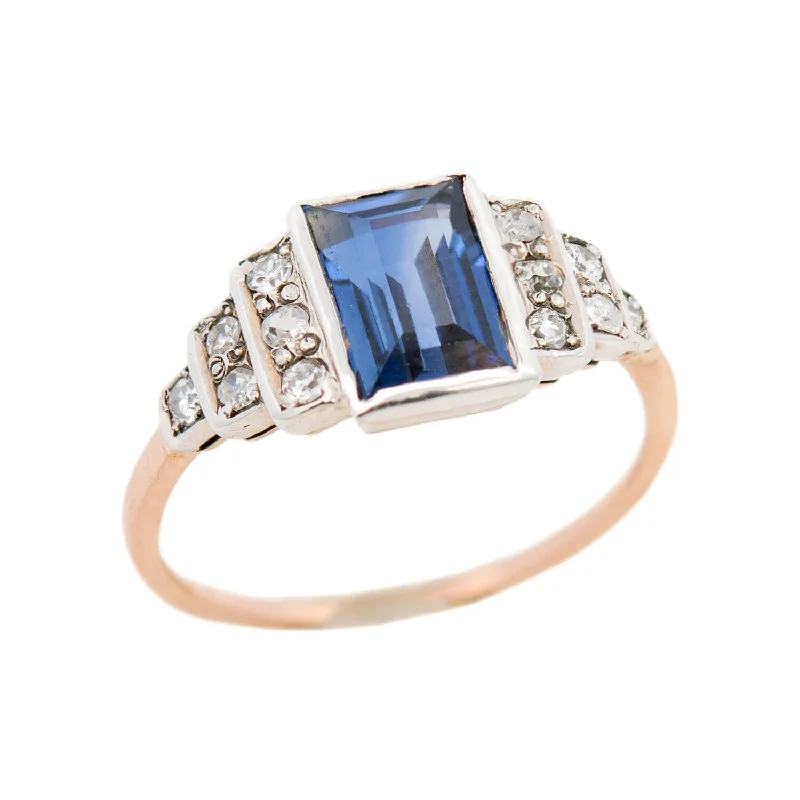 women’s antique-style engagement rings-Edwardian 14k/Platinum GIA Ceylon Sapphire & Diamond Ring