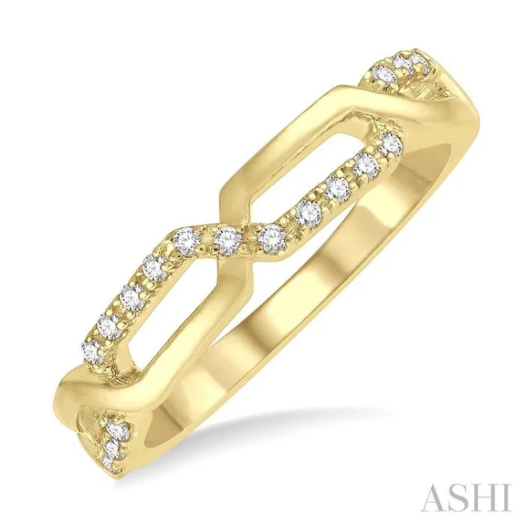 trendy rings for women-1/10 Ctw Interlocked Round Cut Diamond Stack Band in 14K Yellow Gold