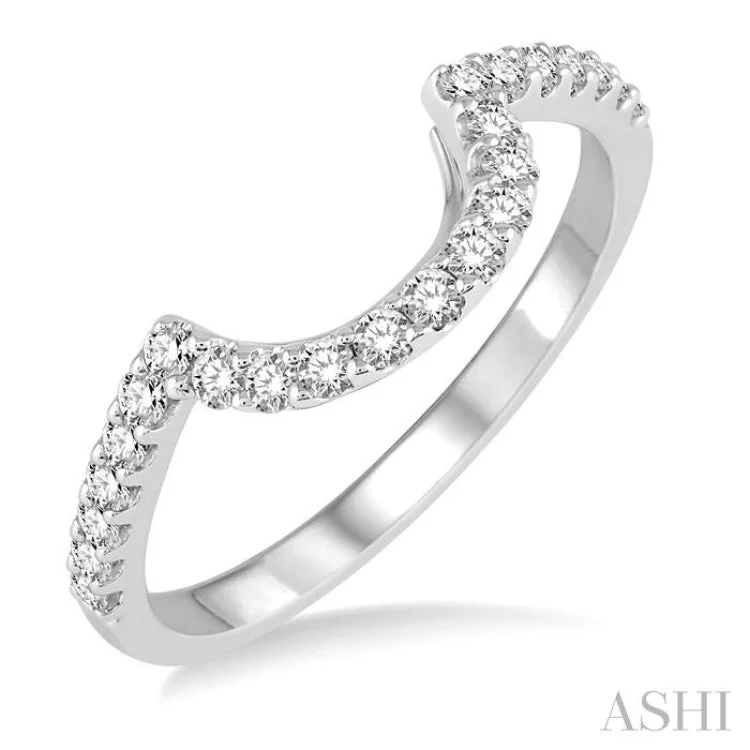 women’s oval-shaped rings-1/3 Ctw Round Cut Diamond Wedding Band in 14K White Gold