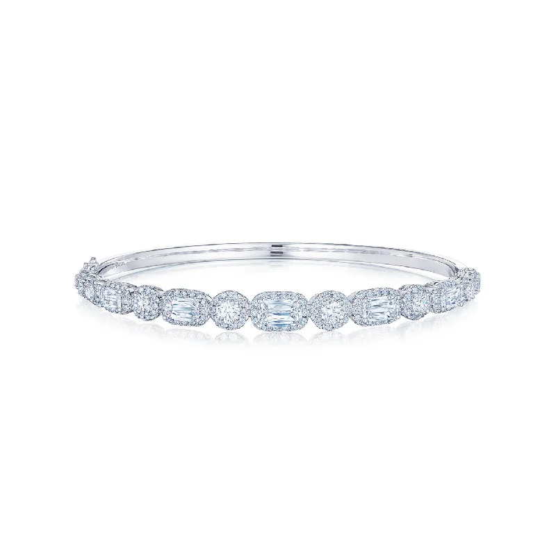 women’s stacked bracelets-KWIAT Ashoka Diamond Bangle with Halos in 18k White Gold B-19543-0-DIA-18KW