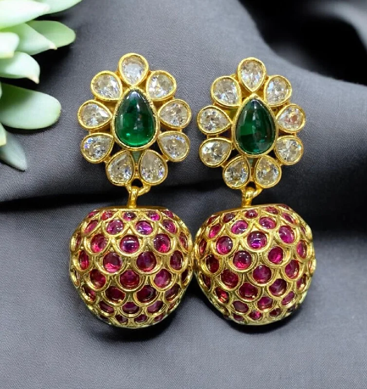 handmade earrings for women-Sona Creation Gold Plated Crystal Stone Dangler Earrings