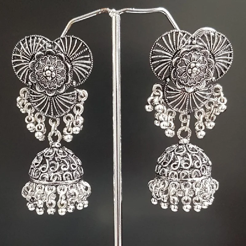 women’s gemstone drop earrings-Shreeji Oxidised Plated Jhumki Earrings