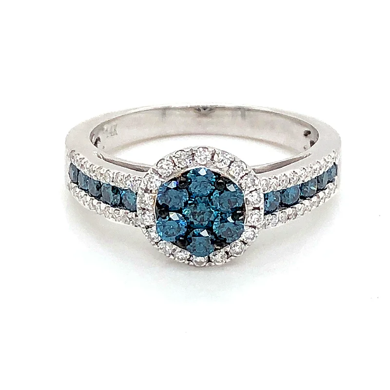 women’s cushion-cut engagement rings-Blue Diamond Ring