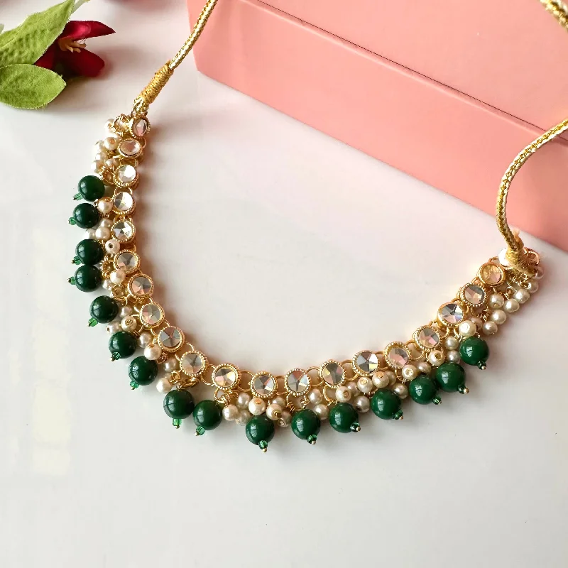 pearl and diamond necklaces for women-Jeena Necklace (Green)