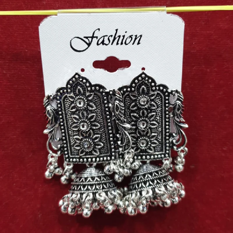 women’s drop diamond earrings-Sofine Oxidised Plated Jhumki Earrings